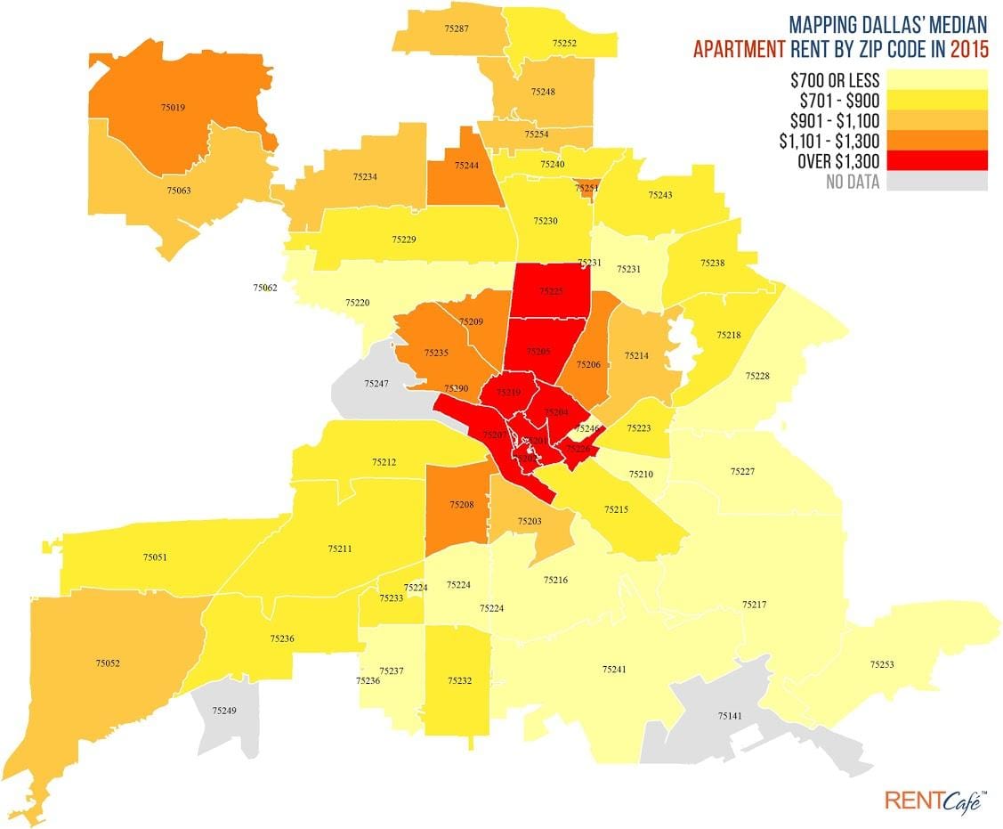 DFW zip code 지도